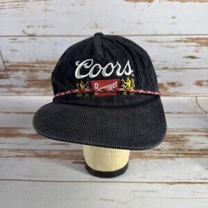 Coors Banquet Navy Blue Corduroy SnapBack Hat Cap Retro Vintage Style